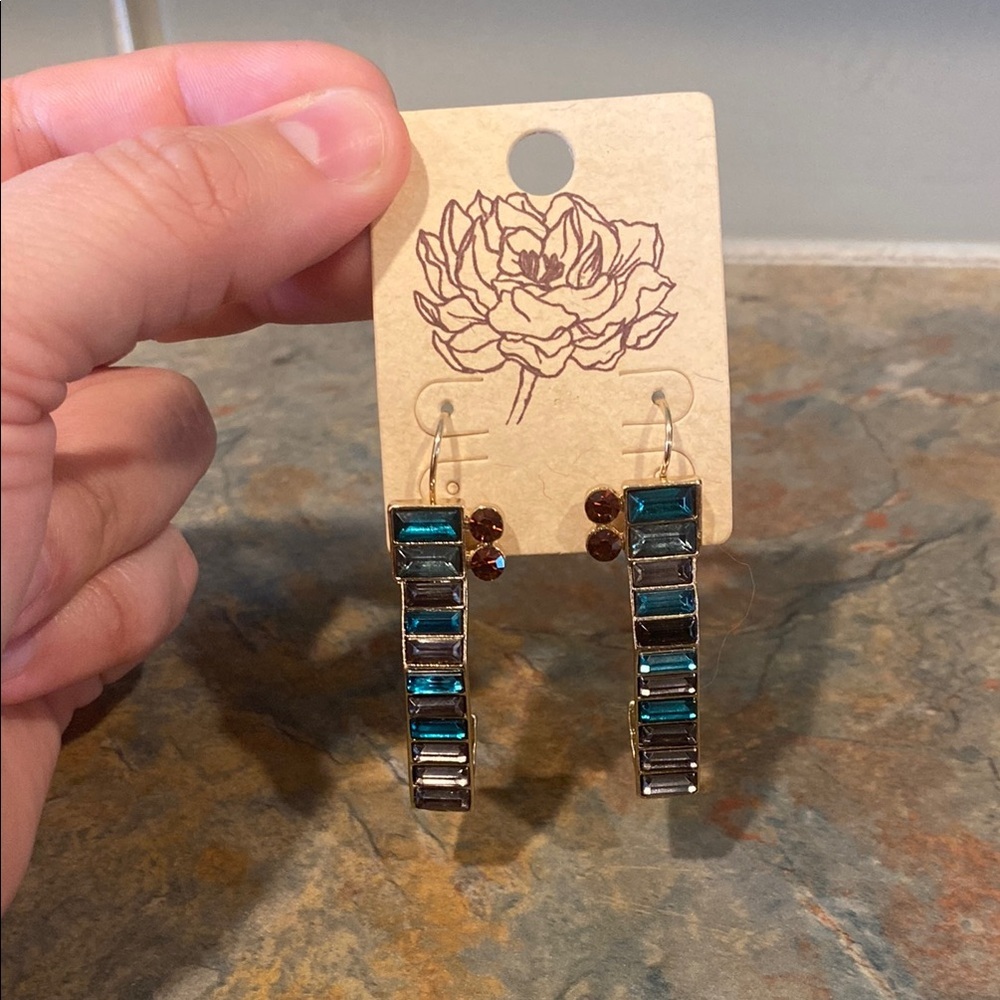 Elegant Blue and Silver Drop Earrings NWT
